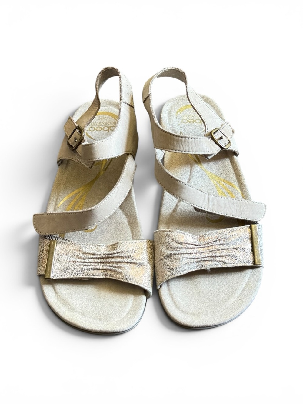 ABEO Bliss Comfort Fit Metallic Sandals with Adjustable Straps Size 7 Women